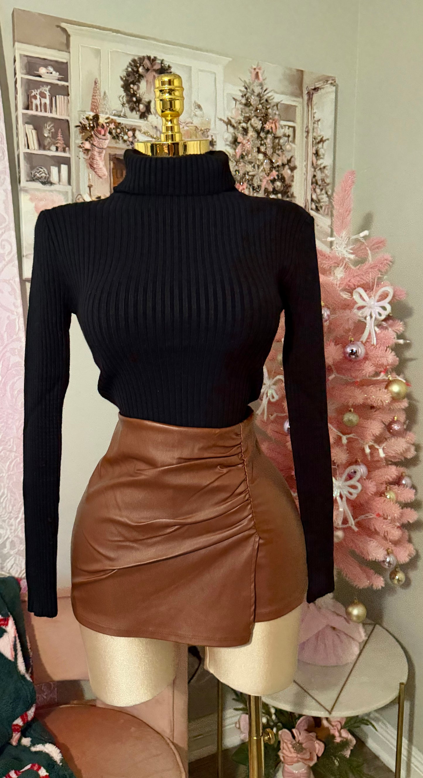 Khaki high rise skort (stretchy)