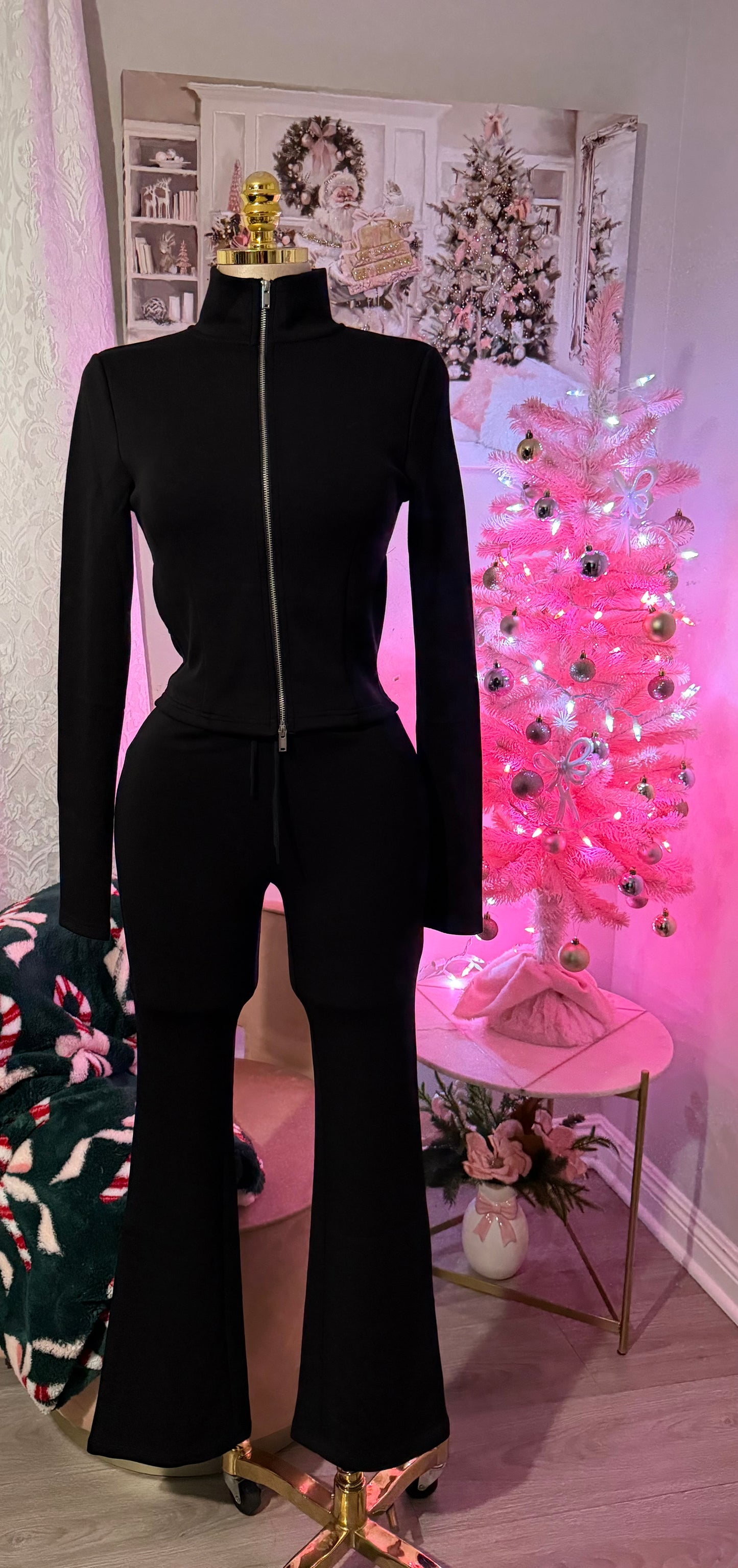 Black lounge flare pants