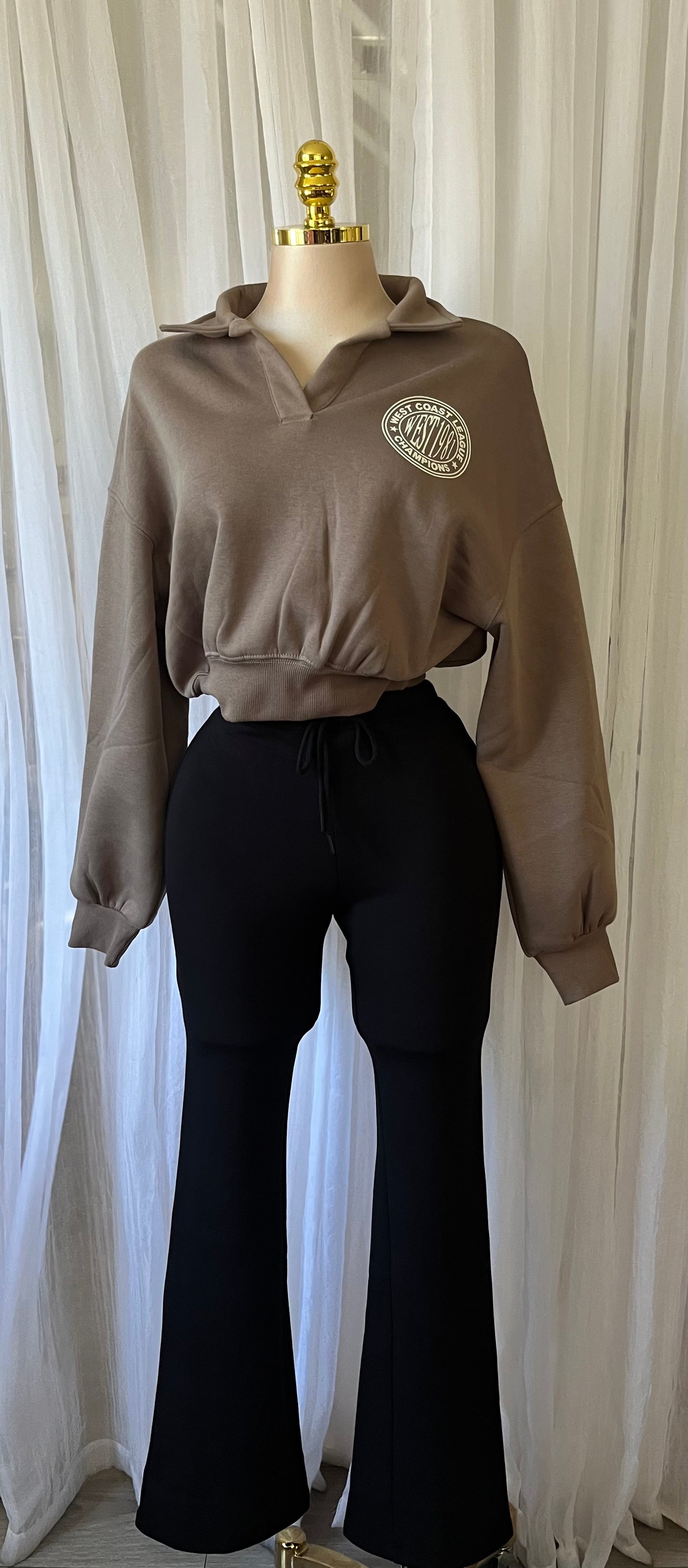 Cropped mocha collar sweater