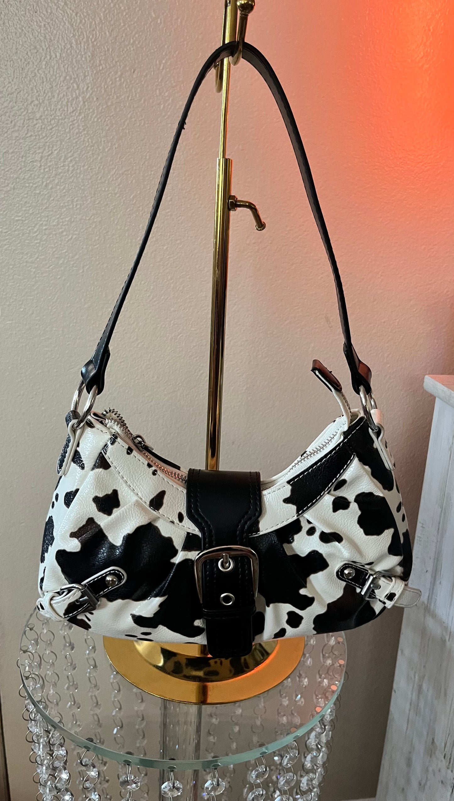Cow print shoulder bag