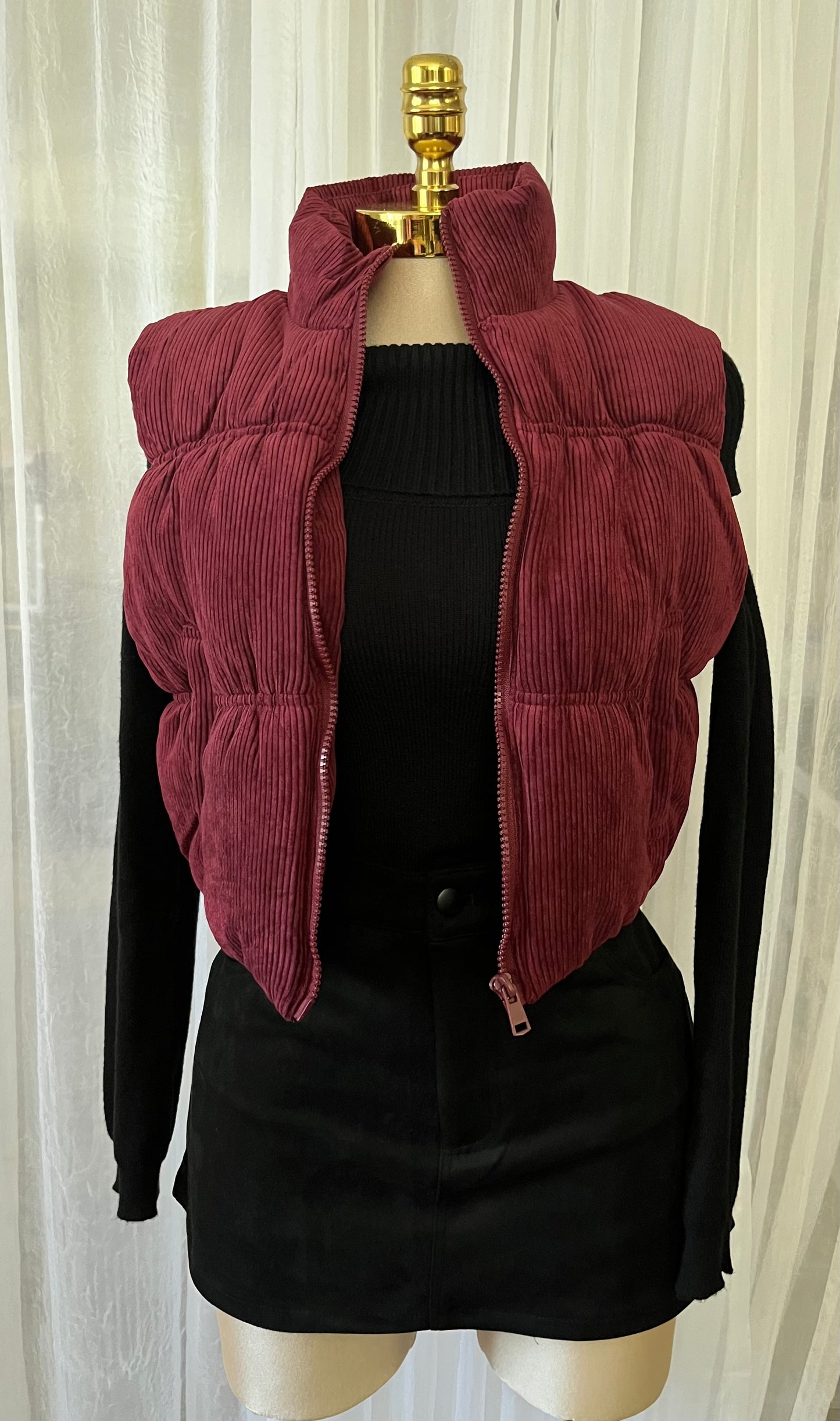 Wine corduroy pocket vest