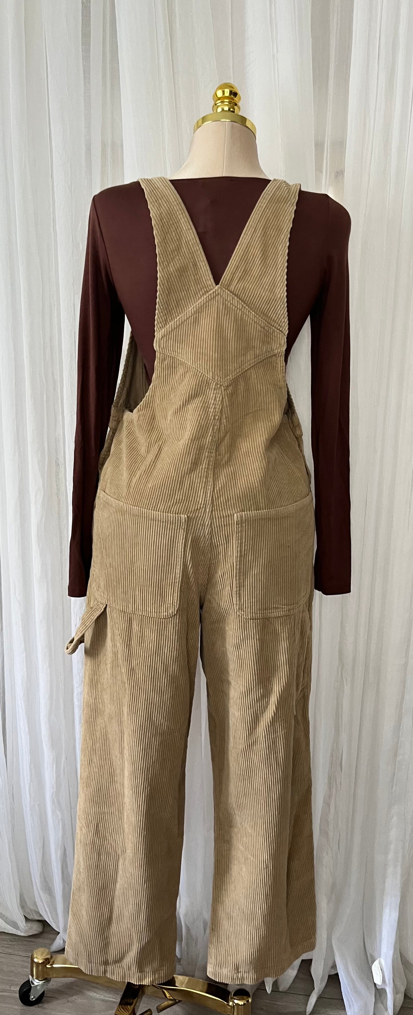 Taupe corduroy overalls