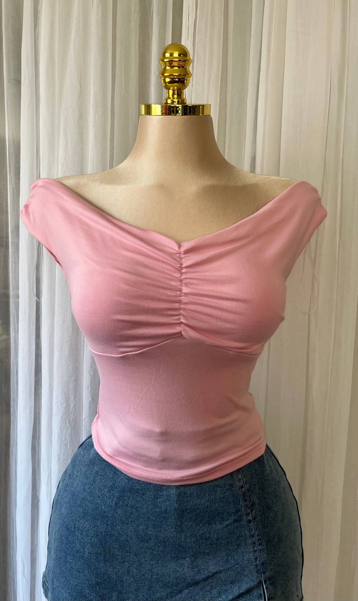 Off shoulder pink top