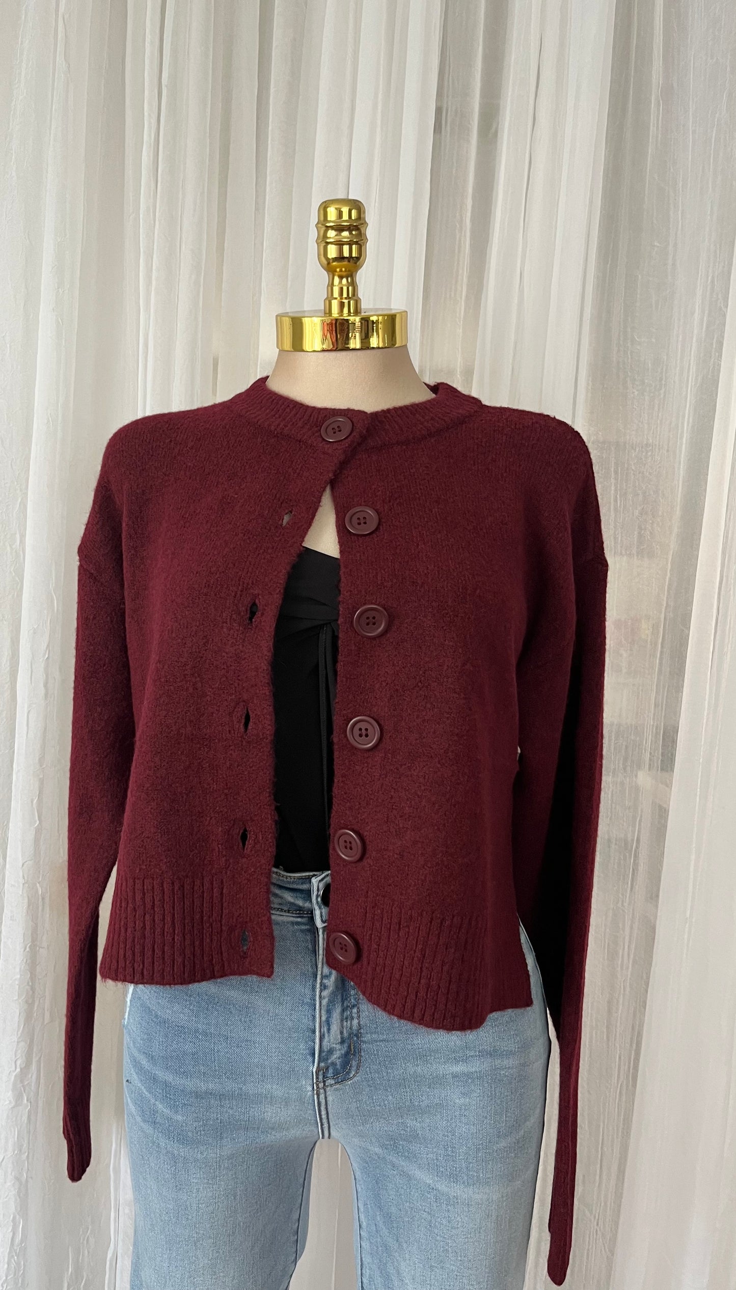 Side slits wine cardigan