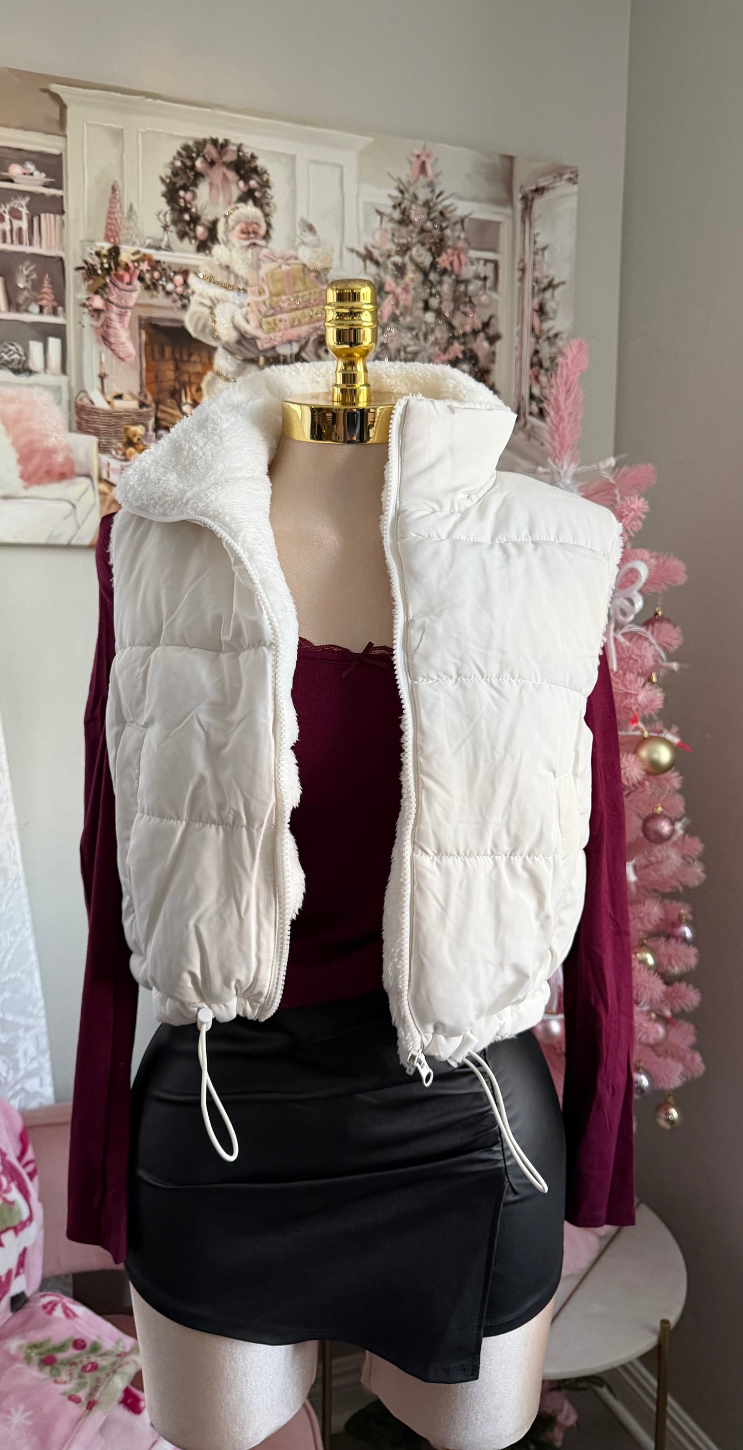 Sherpa ivory vest(waist adjustable)