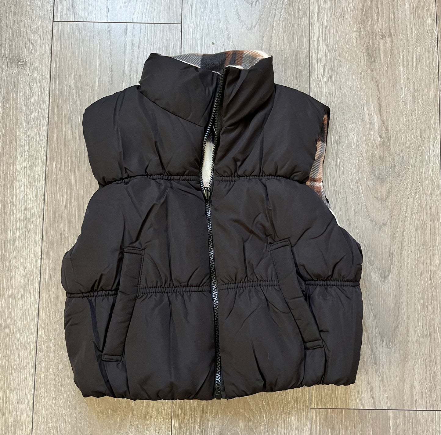 Plaid reversible vest