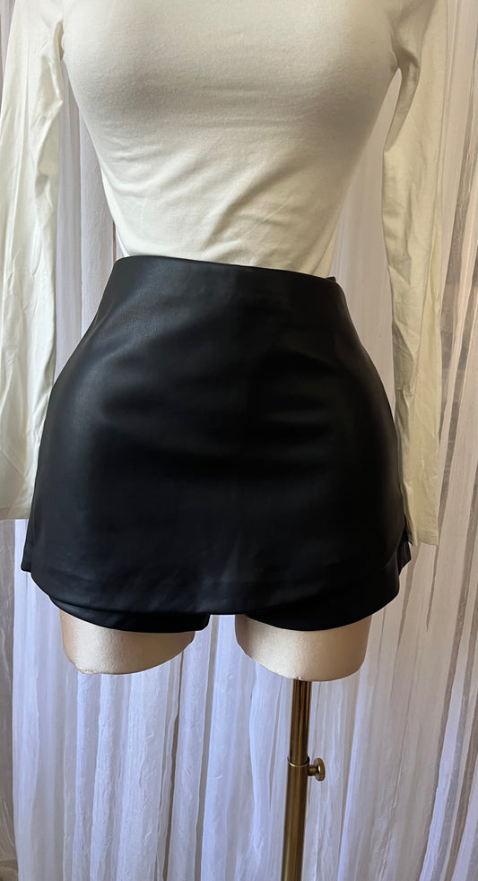 Vegan leather skort