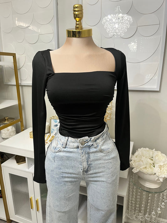 Black deep scoop top