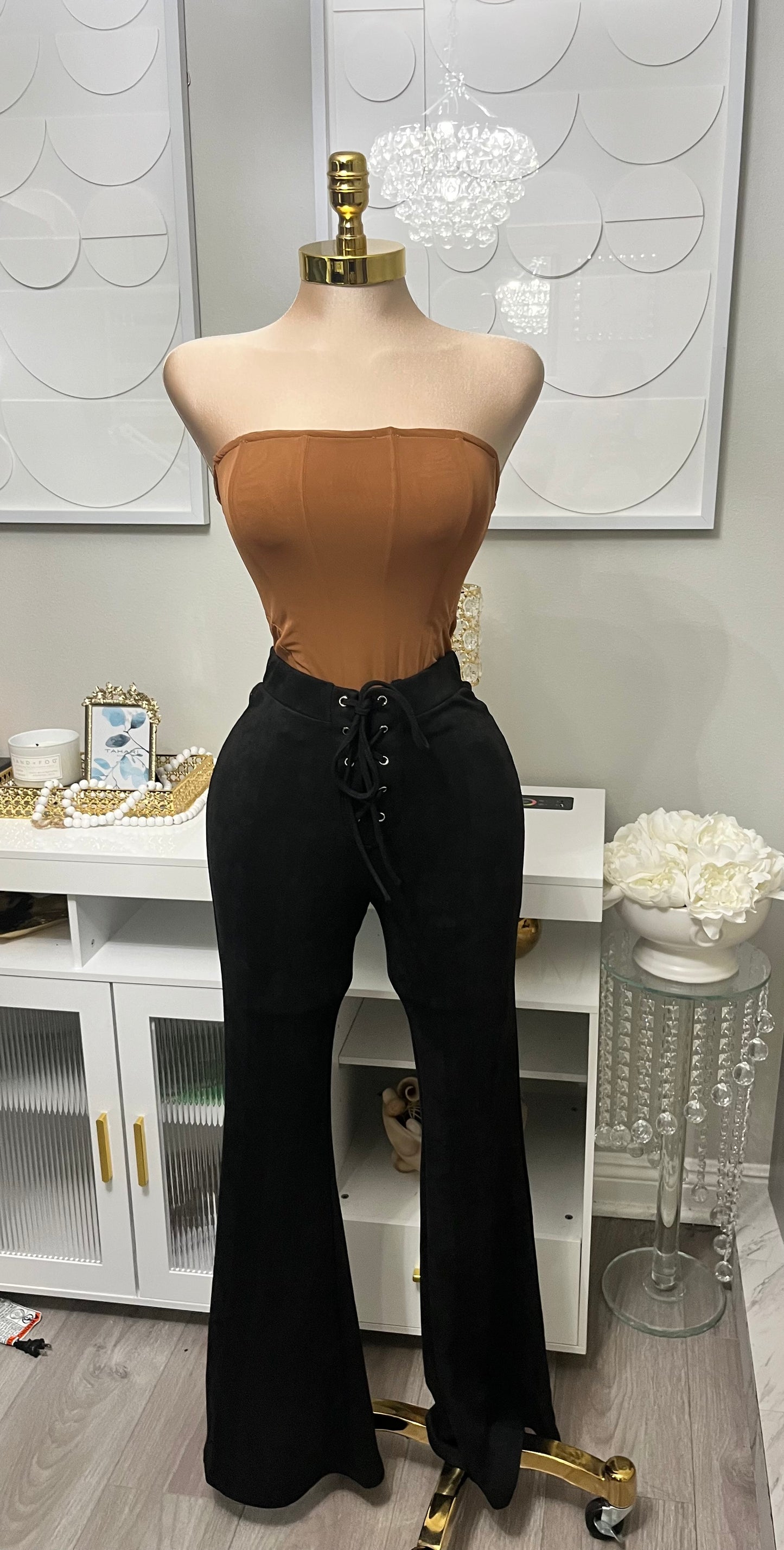 High rise suede lace bell bottoms (true to size)