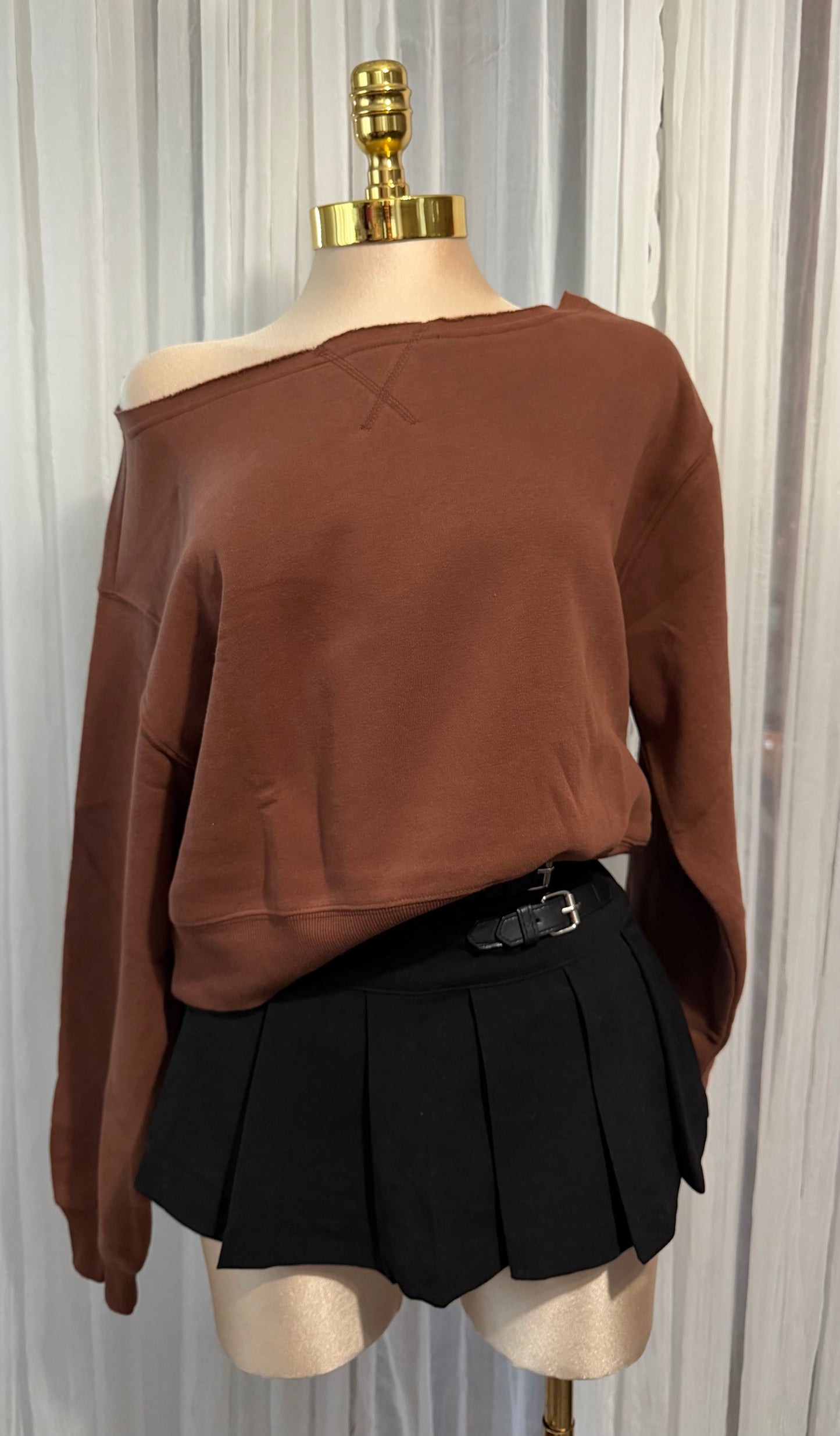 Chestnut off shoulder sweater
