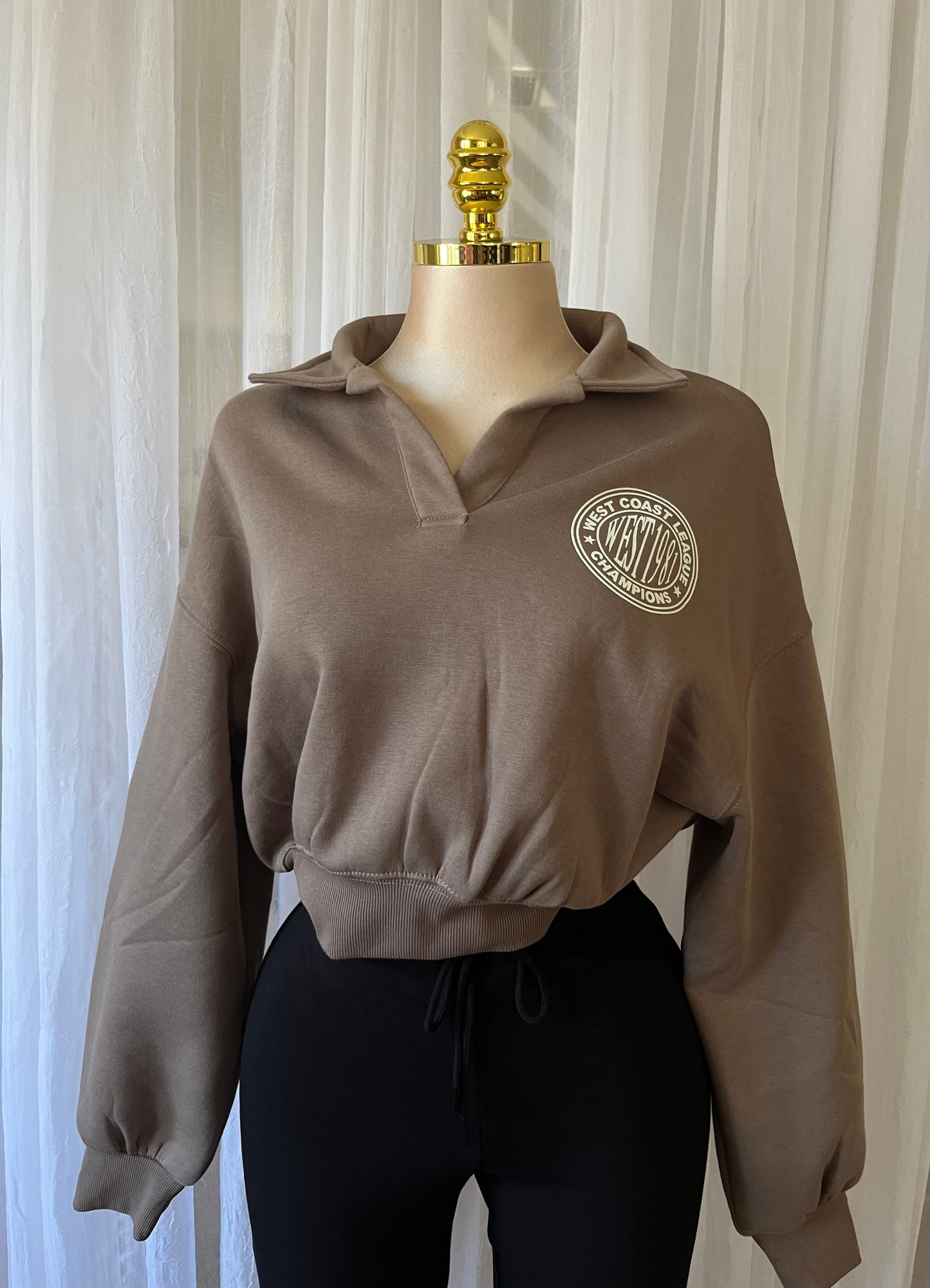 Cropped mocha collar sweater