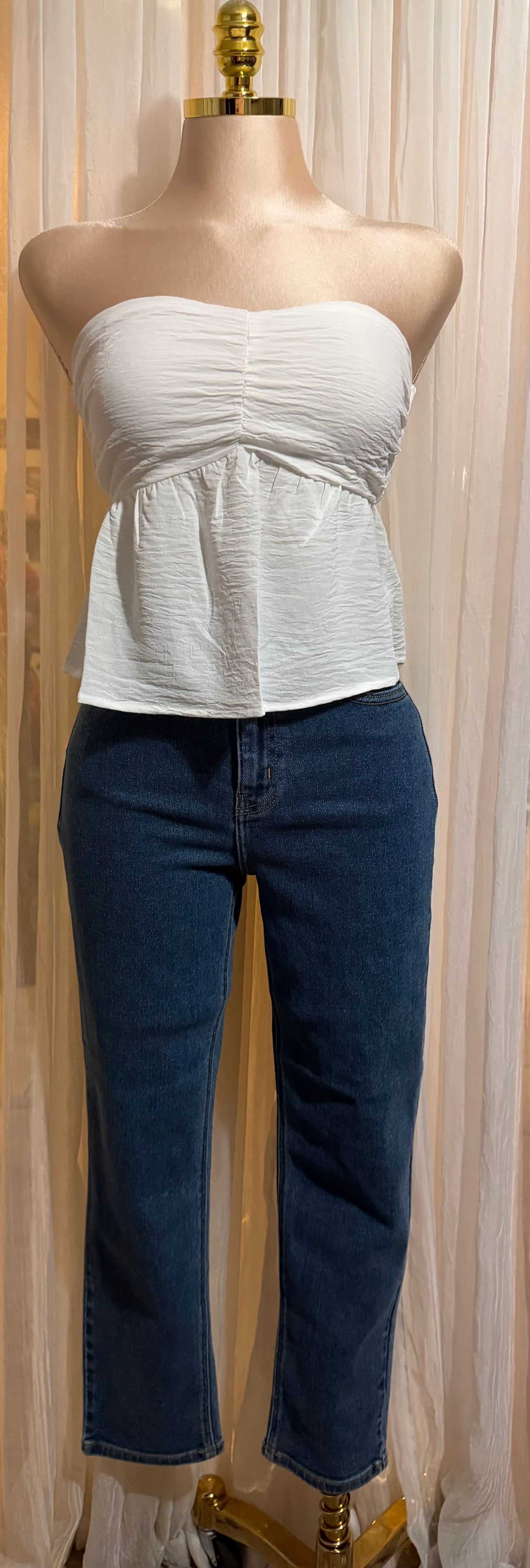 White baby doll tube top