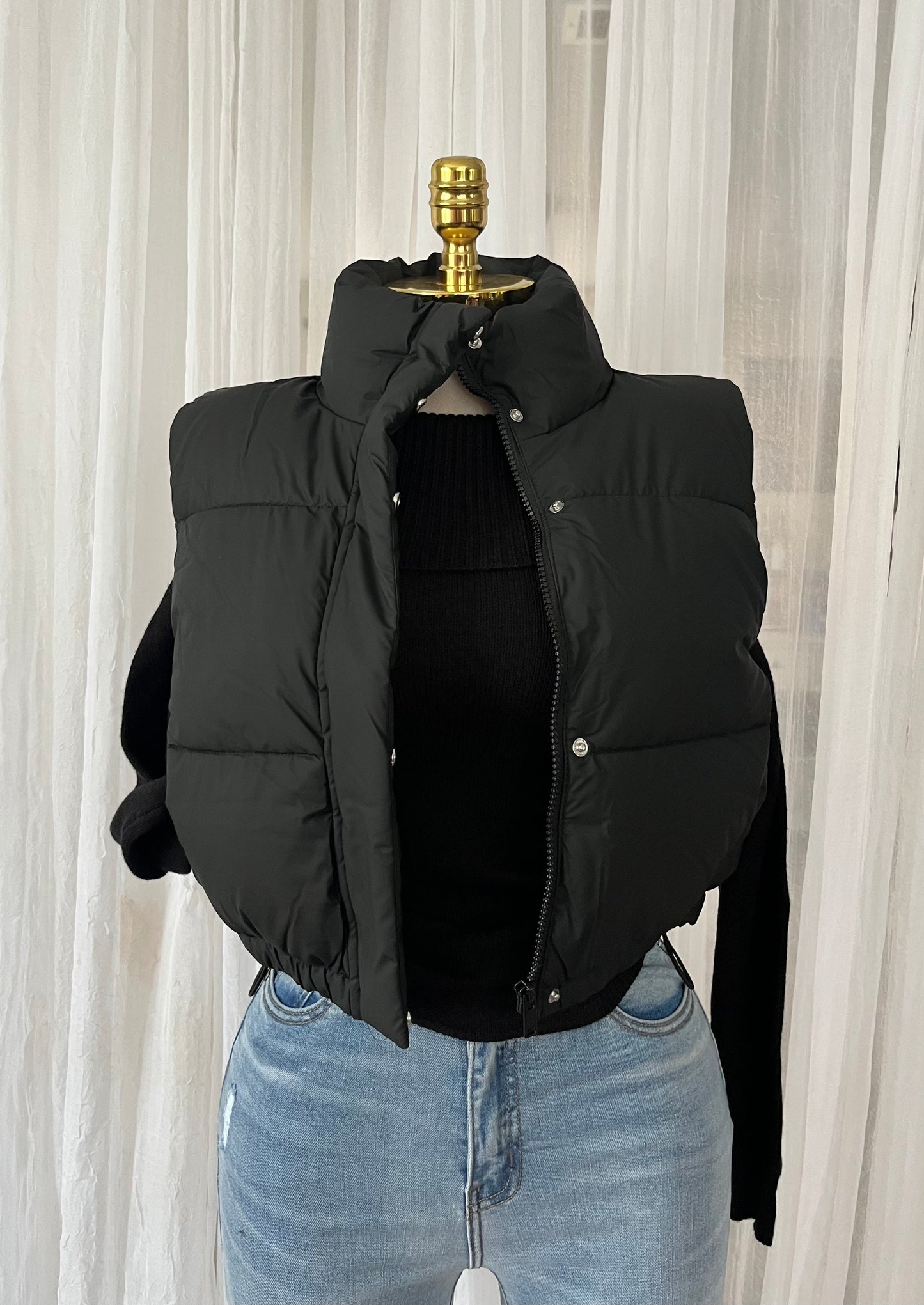 Black puffer vest