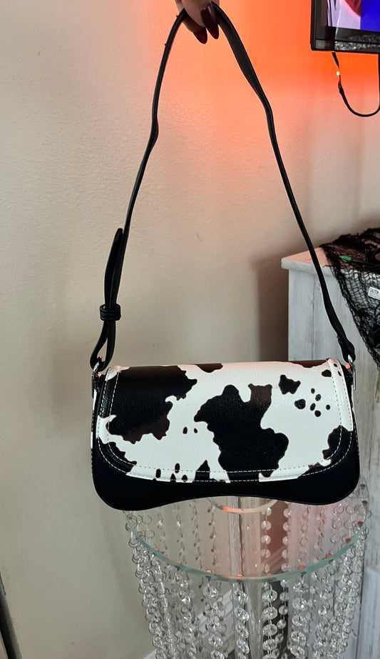 Cow print shoulder bag