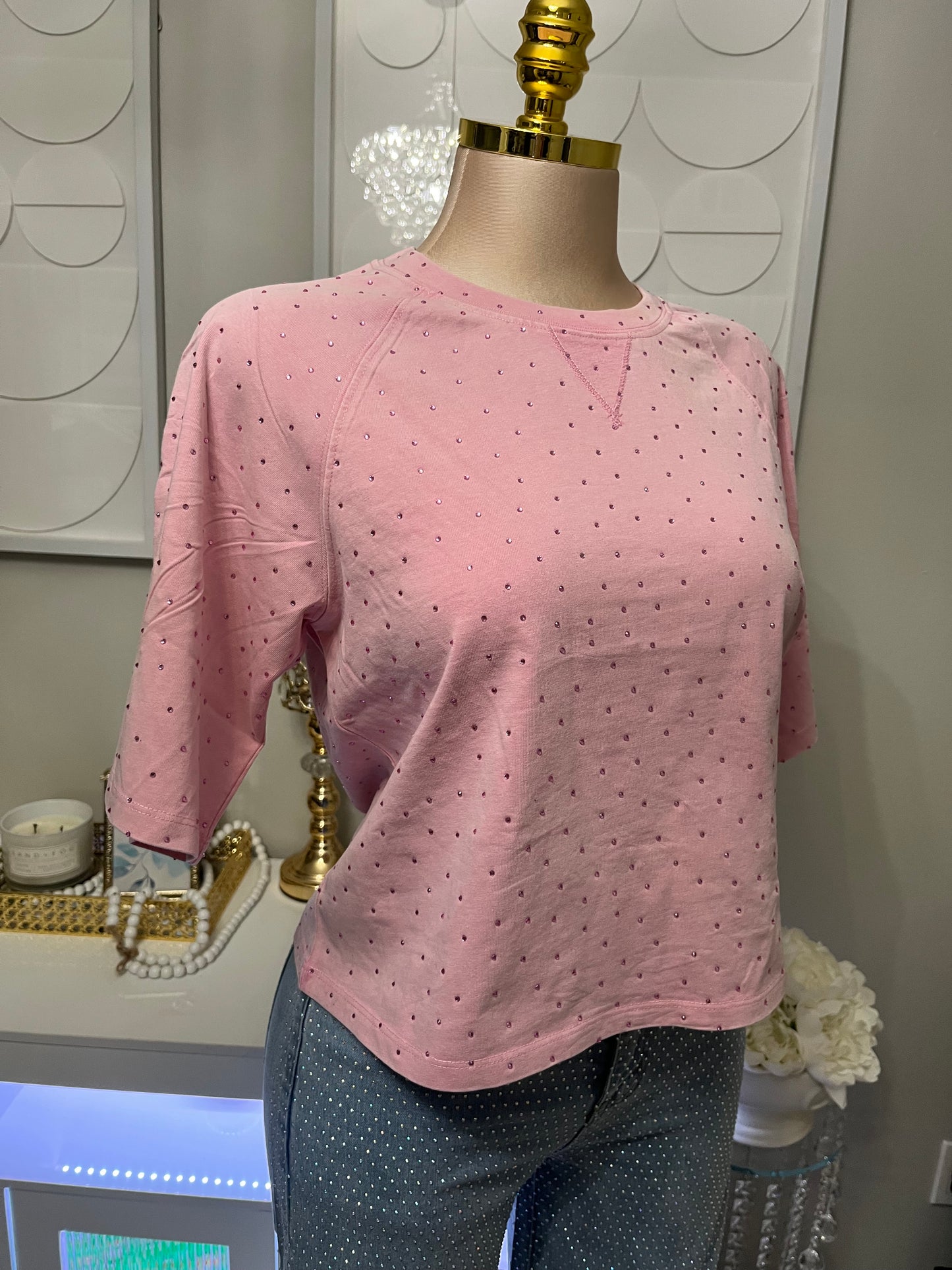 Bling pink crop top