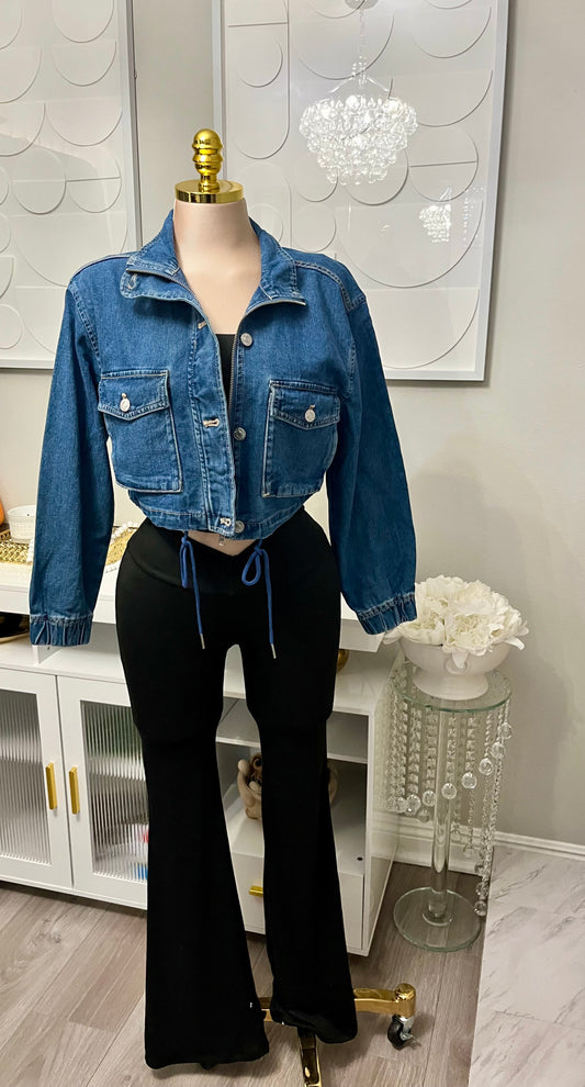 Dark denim cropped jacket