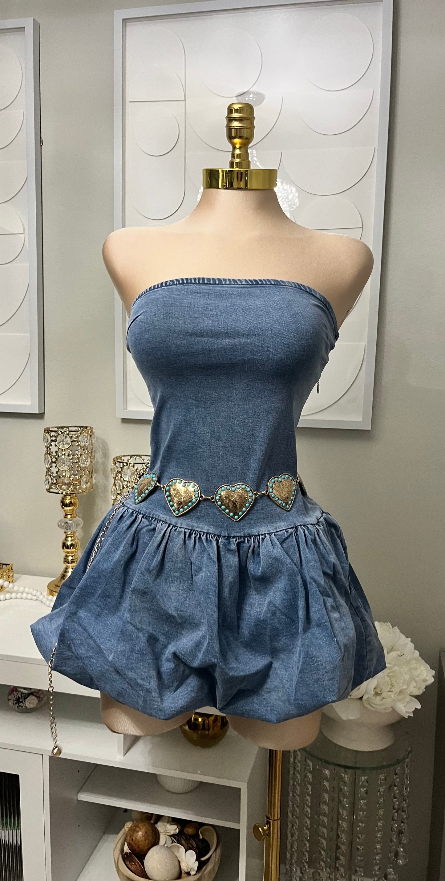 Soft denim bubble dress (stretch tru to size)