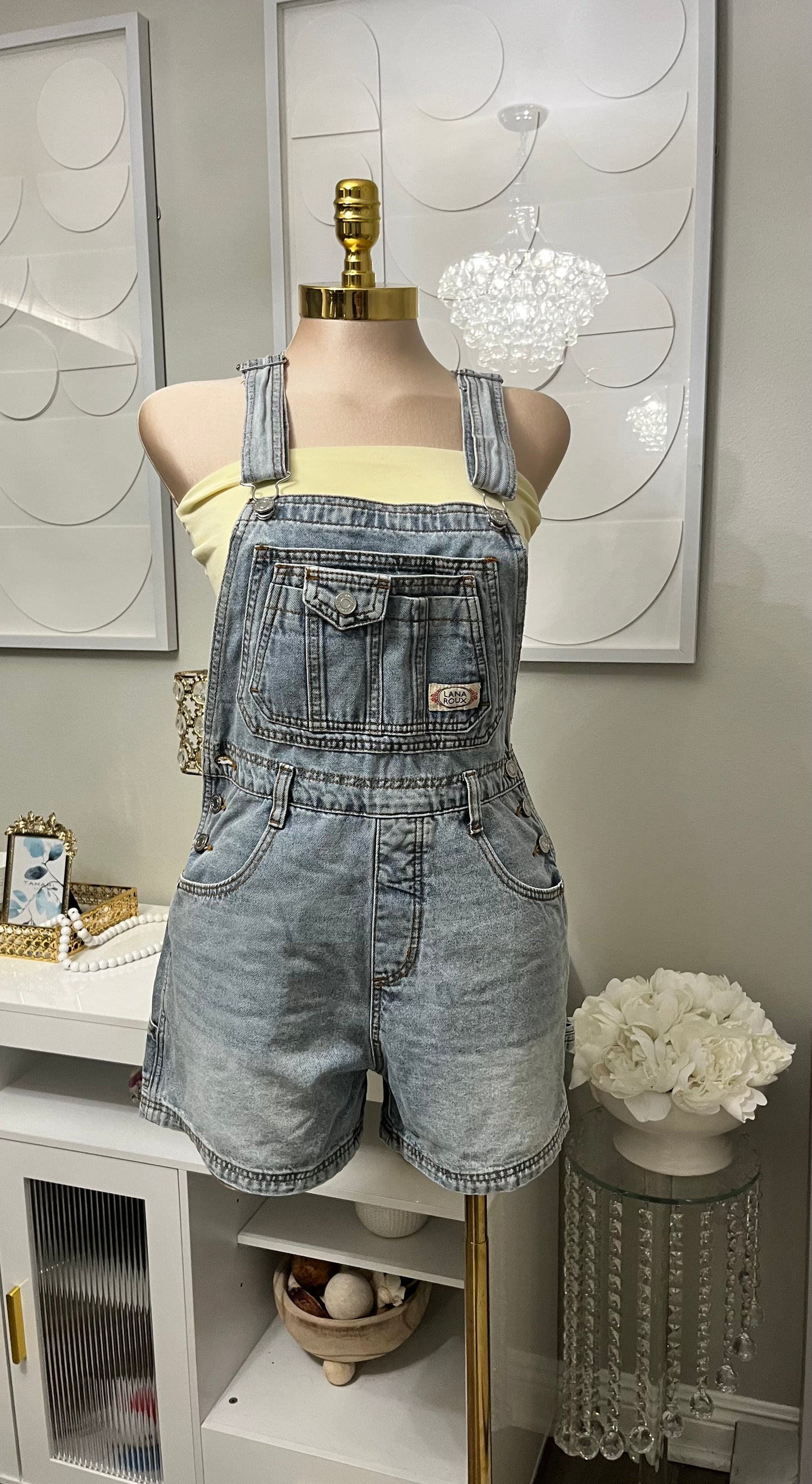 Light denim overalls