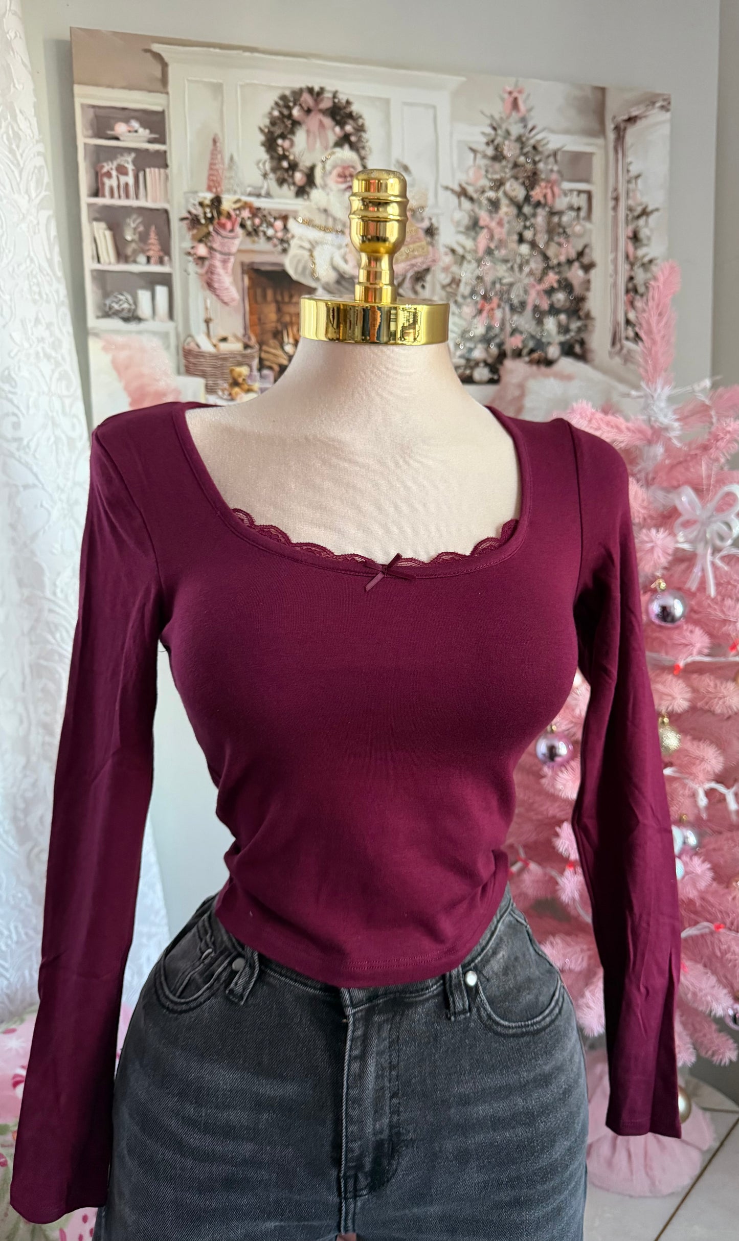 Burgundy lace top