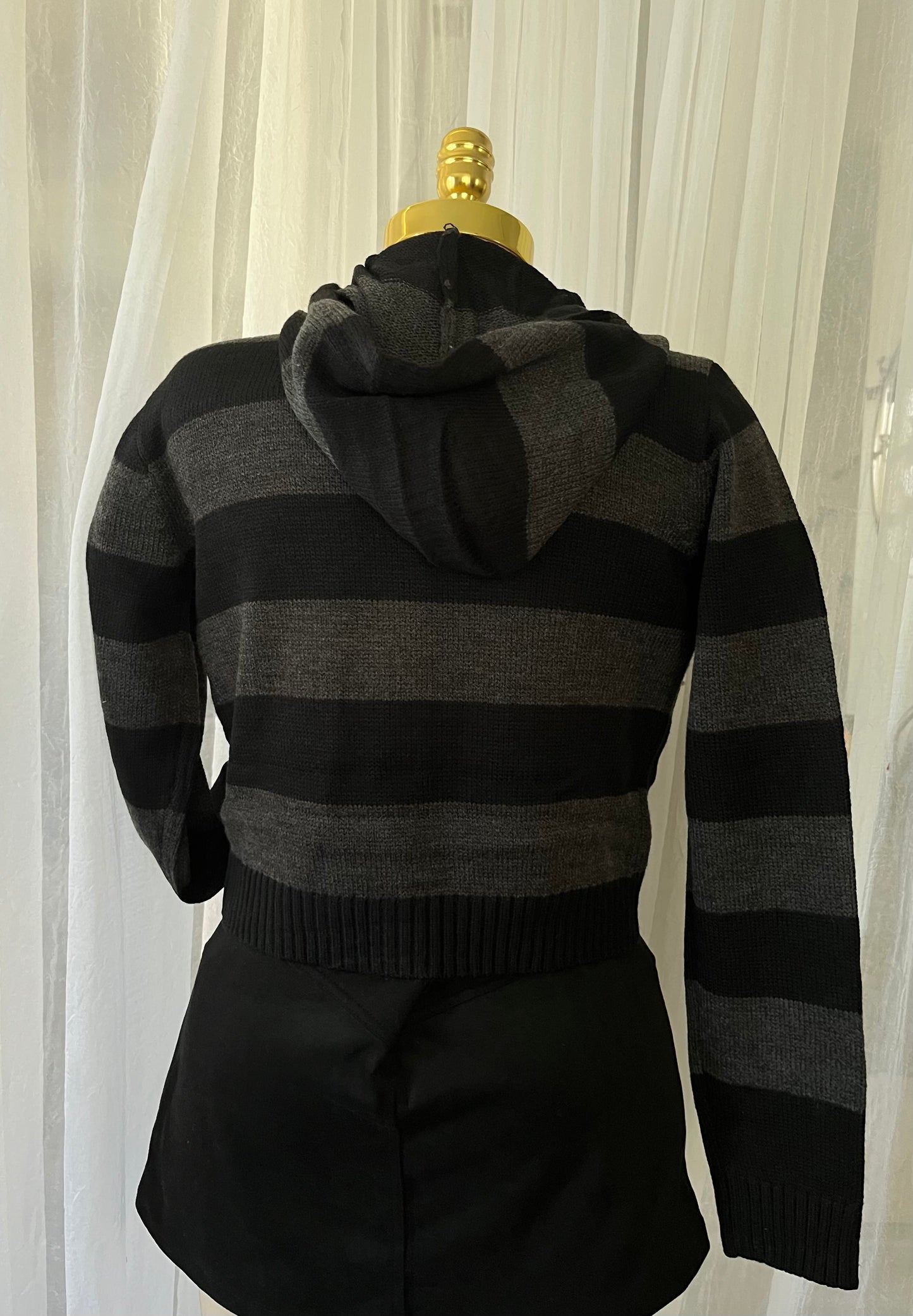 Striped hoodie cardigan