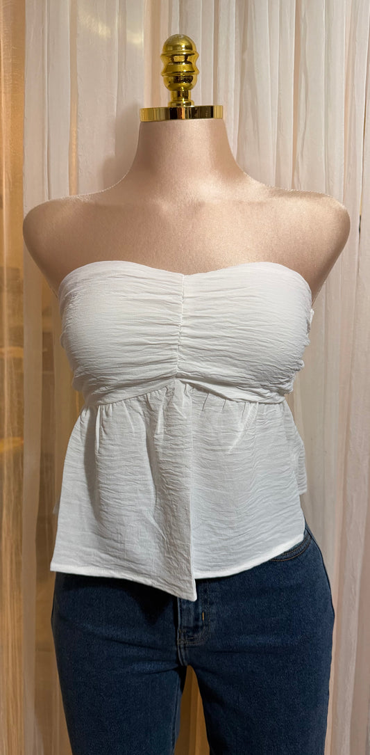 White baby doll tube top