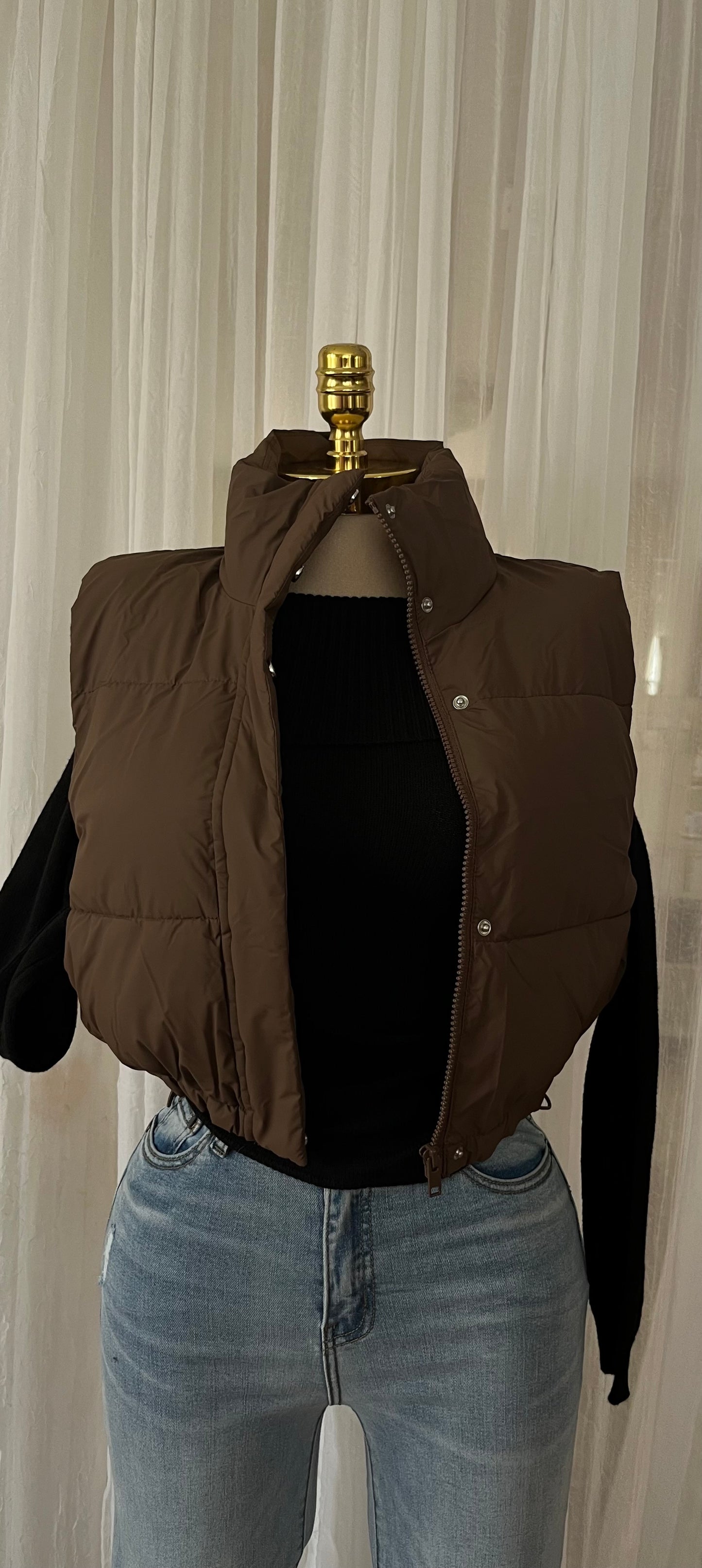 Espresso puffer vest