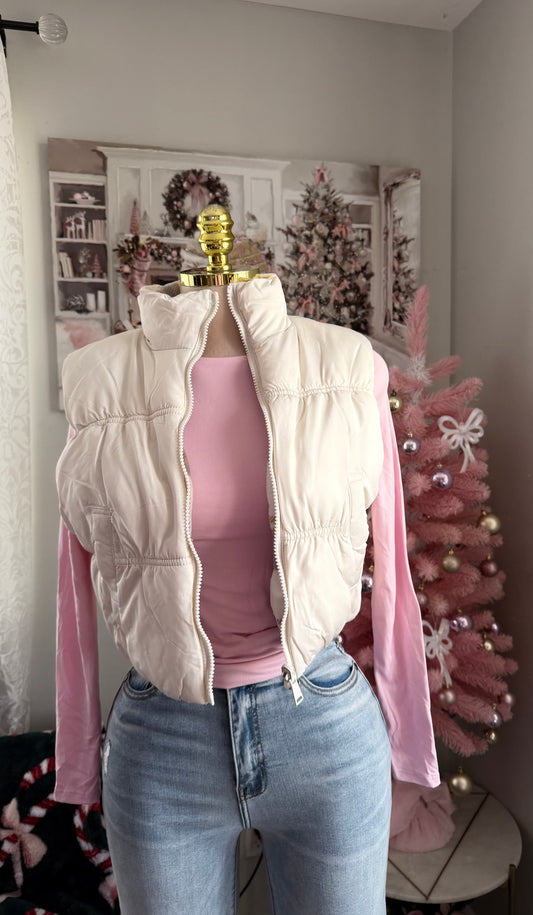 Ivory plaid reversible vest