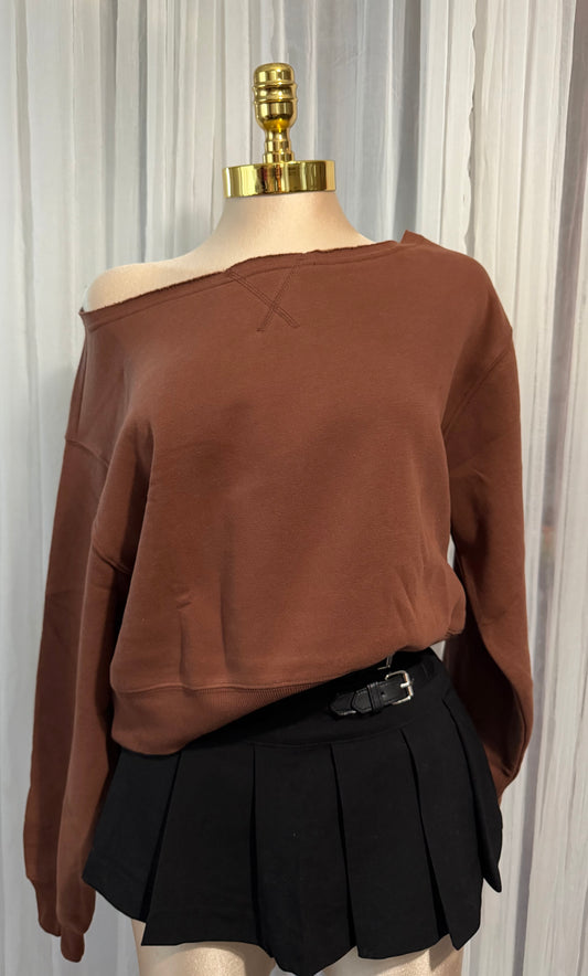 Chestnut off shoulder sweater