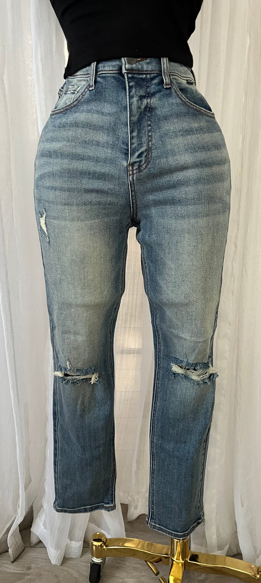 High rise straight leg jeans(very stretchy)