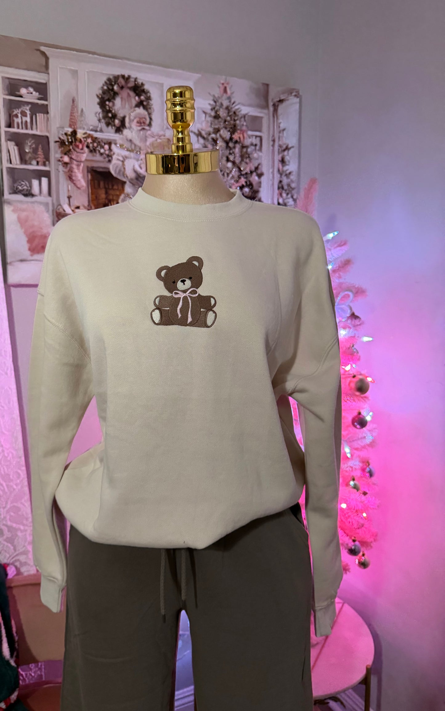 Teddy bear embroidered sweater