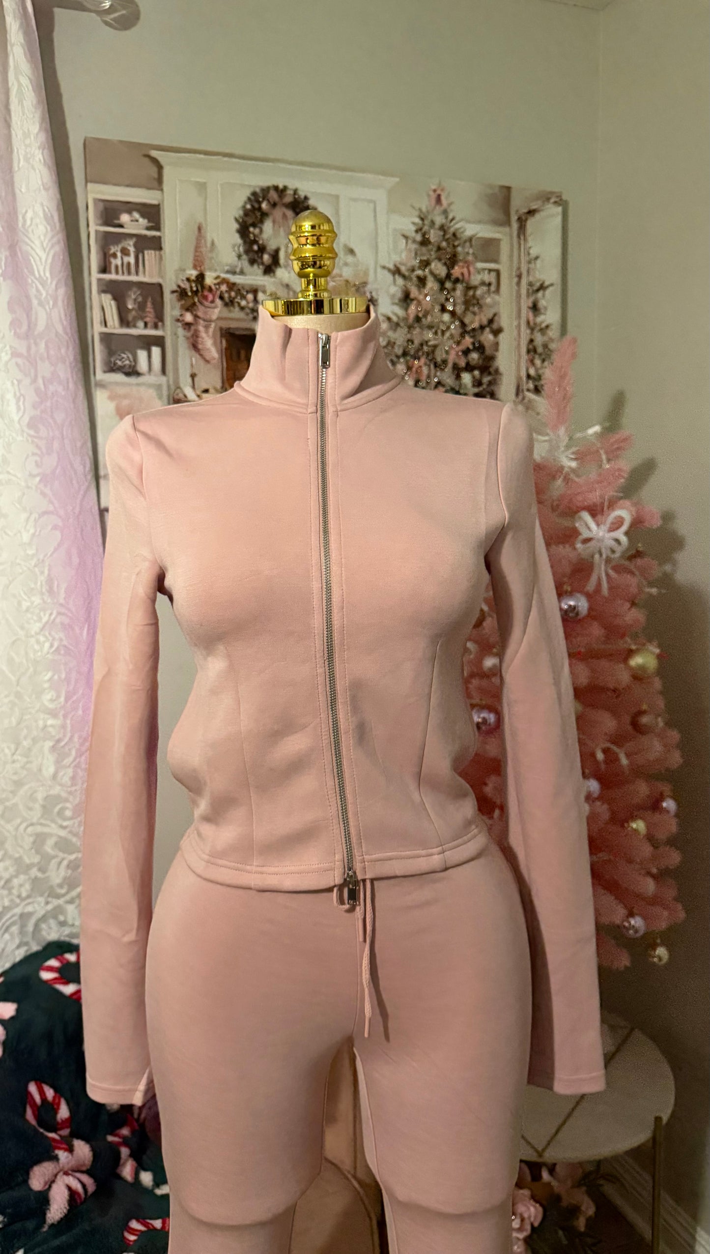 Pink lounge zipper sweater (Thumb insert)