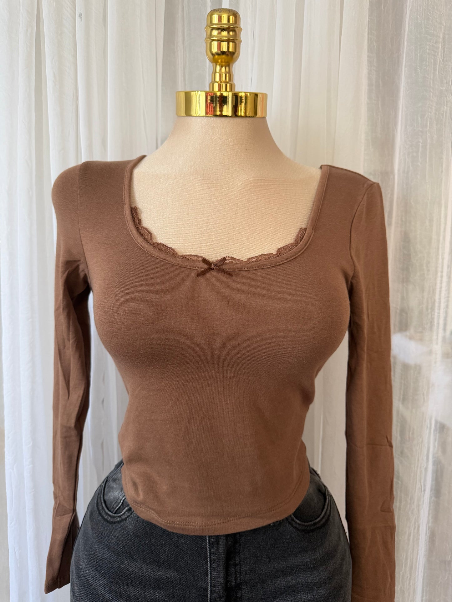Brown lace top