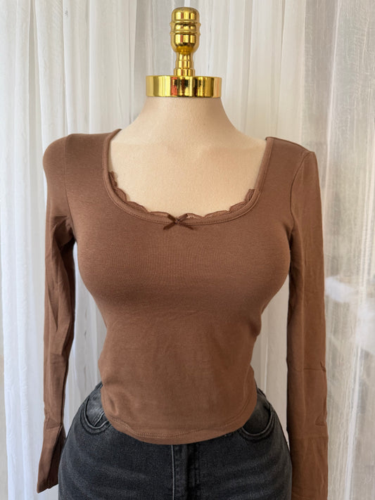 Brown lace top