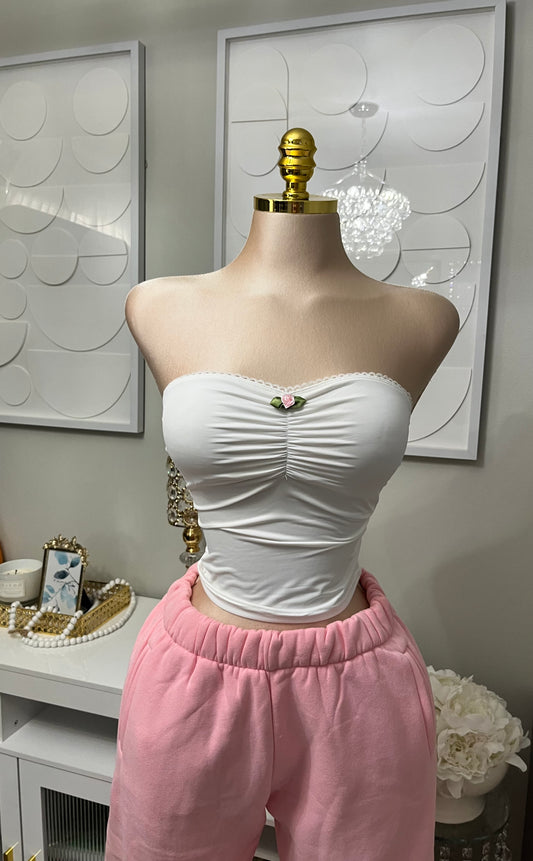 Rose detail tube top