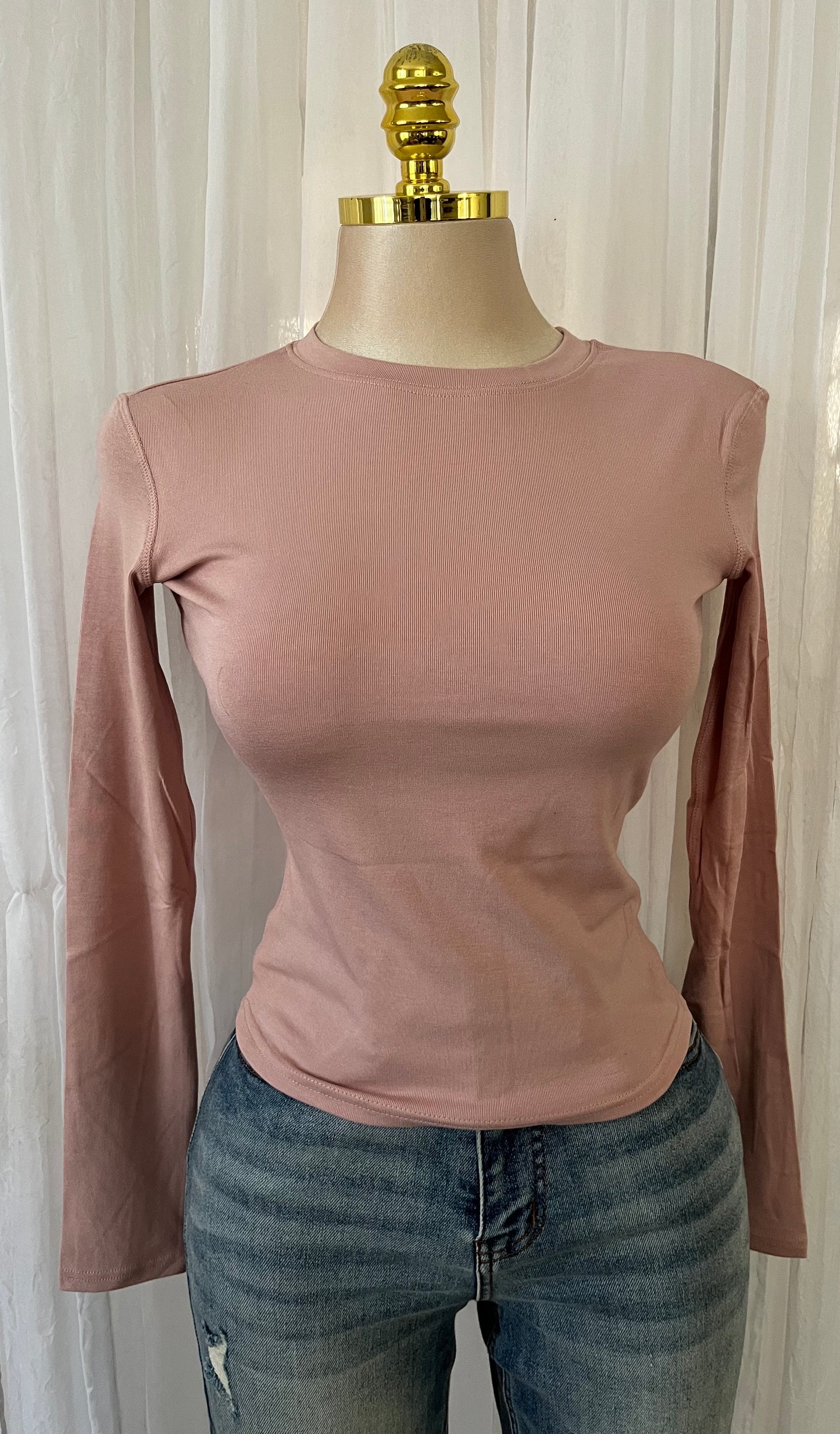 Blush pink long length top