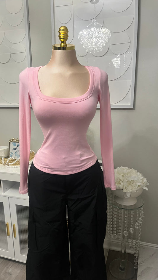 Baby pink double layer top